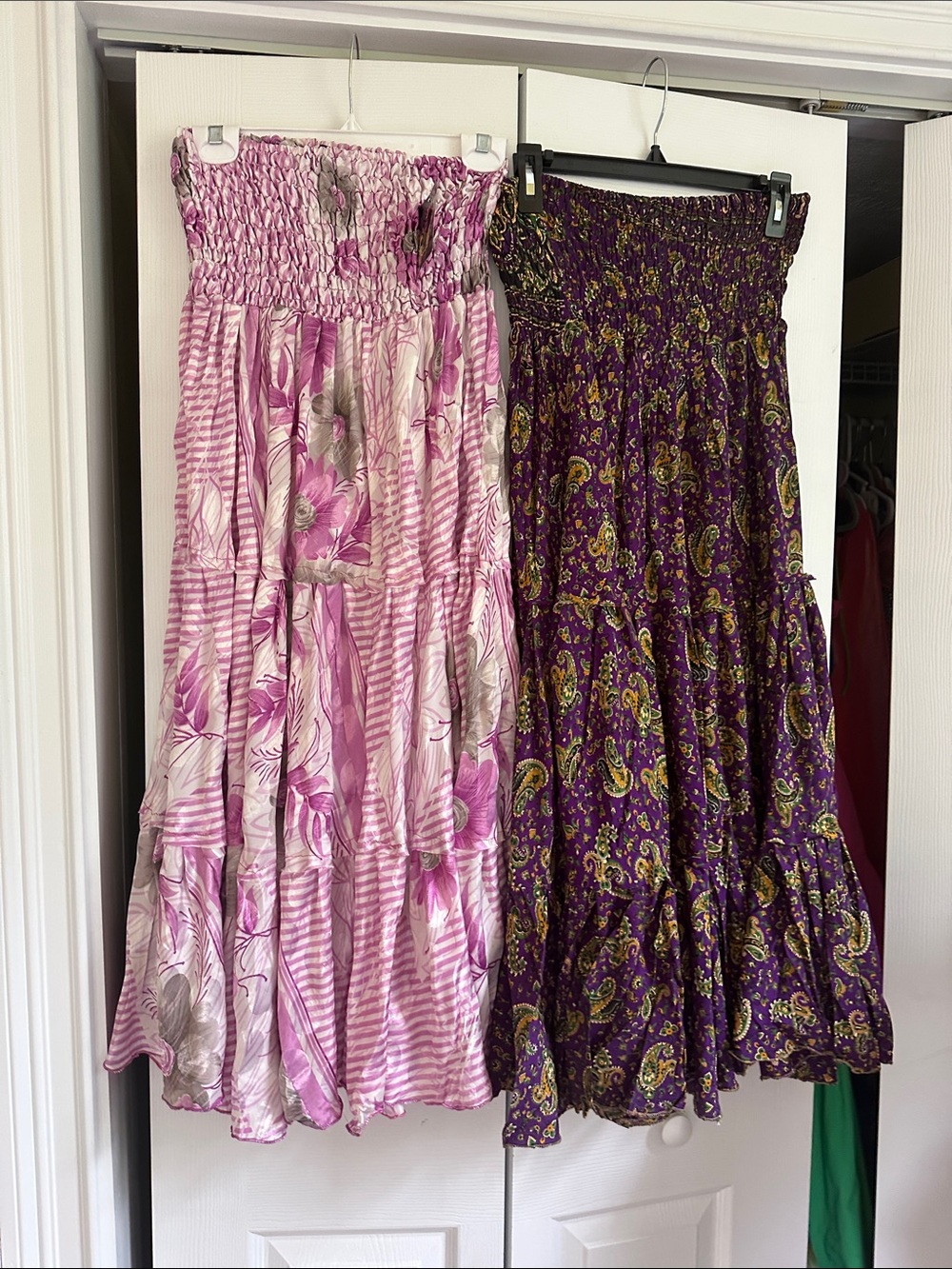 Purple Paisley Smocked Maxi Skirt - Women's